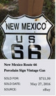 Vintage New Mexico Us Route 66 U s   11 3 4  Porcelain Metal Gasoline   Oil Sign