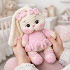 Handmade Crochet Bunny Plush Doll  Soft Pink Stuffed Animal  Amigurumi Bunny Toy