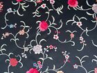 Gorgeous Antique Chinese Hand Embroidered Black Silk Floral Piano Shawl  Yy367