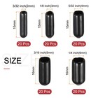 100pcs Rubber End Caps Protective Caps 2mm 3mm 4mm 5mm 6mm Black