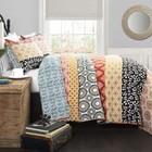 Lush Decor Bohemian Stripe Reversible Cotton Quilt Set  3 Piece Set  King  Turqu
