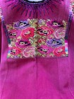 Vintage Pink   Red Rose Floral Embroidered Guatemalan Huipil - Handwoven   eh 