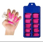 Pink Matte Long Coffin Full Cover Nail Tips  Plastic Solid Color For Finger