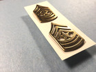 Us Army Rank Chevrons - Sgt  Major  Gold Tone Metal  Clutch Back  2 Pcs 