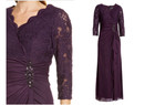 Alex Evenings Purple Eggplant Sequin Beaded Jewel Lace Ruffle Gown Maxi Dress 16