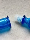 Vtg Teal Blue Pressed Glass Decanter W  Stopper - Genie Bottle - Mcm Barware