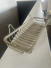 Vintage Antique Nickel Plated Brass Sponge Brush Soap Holder Kitchen Sink Bath