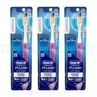 Oral-b Vibrating Pulsar Battery Toothbrush Expert Medium Bristles Pink Lot Of 3
