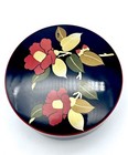 Vintage Otagiri Black Orange Floral Lacquer Coaster Box Set Of 6 Japan