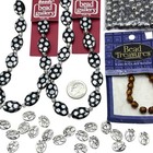 Mixed Lot Metallic Beads Czech Oval Glass Metal Jewelry Making Silver Tone Dot