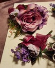 Vintage Lot Of Three Wrist Corsages   Boutonnieres Fabric Flowers Proms  Etc  