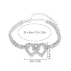 Double Heart Anklet Bracelet Love Barefoot Chain Bling Crystal Ankle Bracelet 2x