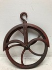 Vintage Antique Cast Iron Well Pulley Old Farm Rustic Barn Steampunk 10  Wheel
