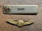 Vintage American Airlines Flight Attendant Stewardess Metal Wings   Name Tag Pin
