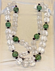 Antique vintage Chinese 28 Inch Necklace With Carved Glass Beads   Jade  Garnets