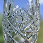 Vtg Cut Crystal Vase Starburst   Diamond Pattern Scalloped Rim Lead Crystal