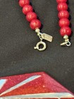 Karla Jordan Vintage Red Beaded Necklace   Clip-on Earrings Set  Signed