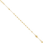 14k Solid Yellow Gold Rosary 1mm Cable Chain Cross Our Lady Of Grace Miraculous