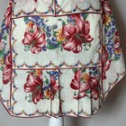 Vintage Handmade Half Apron Handkerchief Red Pink Pleated Cottagecore Hostess