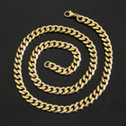 Stainless Steel Cuban Curb Chain 14k Gold Plated Unisex Necklace 3 4 5 7 9 11mm