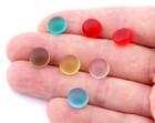 3 Pcs Sea Glass 10mm Red Czech Round Flat Back Cabochons 100cb Cab43