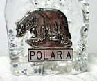 New Polaria Crystal Figurine Paperweight W Silverplate Polar Bear Norway 
