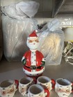Vintage Lefton Ceramic Santa Decanter And Shot Glass Set