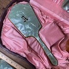 Vtg Art Deco Celluloid Bakelite Vanity Dresser Set Case Green Patricia Ausco