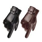 Leather Gloves Full Finger Mens Motorcycle Driving Winter Warm Touch Screen6pwv