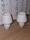 Vtg Miniature Dollhouse Electric Pair Of Table Lamps 1 12 Wired White Shades