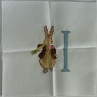 Vintage Handmade Beatrix Potter Cross-stitch 8x8 Block Letter    i    Quilt Pillow