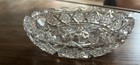 Vintage Sawtooth Edge Cut Glass Bowl  8    Clear  Shallow  Pinwheel Pattern