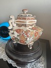 Antique Japanese Satsuma Covere Censer Signed Kinkozan Goshu Blue Meiji Period 