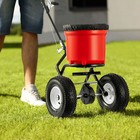 90 Lb Walk-behind Broadcast Fertilizer Spreader With 12 5 Inch Pneumatic Wheels 