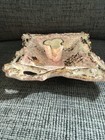 Vtg Ceramic Chamber Stick Pink Gold Splatter Candle Holder Mcm Porcelain