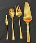 4pc Set Towle Gold Destiny Salad Server Master Butter Knife Pie Cake Slice Read