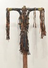 African Tuareg Wood Leather Carved Wood Post Niger
