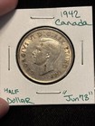 1942 Canada 50 Cents Canadian Silver Half Dollar    jun73    50c
