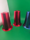Vtg Aluminum Anodized Metal Set  4 Shiny Red Blue Stackable Tumblers Cups 5 25 T