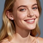 Solitaire Stud Earrings For Women  14k White Gold Filled Imitation Diamond