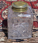 Antique Large Heavy Cut Crystal Glass Inkwell Facet Prism Cut Brass Lid  39