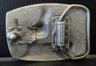 1930-1976 White Oliver 70 Tractor Pewter   Enamel Belt Buckle Trademark Logo