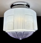 Vtg antique 1940s-50 s Art Deco Nouveau White clear Lavender Glass Light Fixture