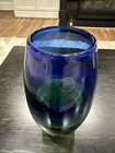 Vintage Signed Dansk Cobalt Blue   Green Art Glass 10 5   Vase Micheal Scheiner