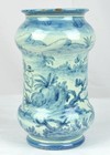 Antique Cantagalli Italian Majolica Albarello Pharmacy Jar - Cherubs - 7 1 8 