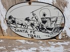 Vintage Santa Fe Trail Porcelain Sign Old Advertising New Mexico Historic Route