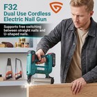2 In 1 Nailer Electric Staple Gun 18ga Wireless With 2 Batteries Pack