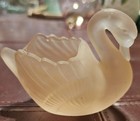 Vintage Pink Frosted Glass Swan
