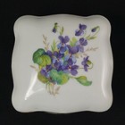 Limoges Goumot Labesse Porcelain Trinket Box With Lid Violets Floral Gold Trim