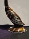  Vintage  Brass Long Neck Etched Swans Kissing  Mcm 